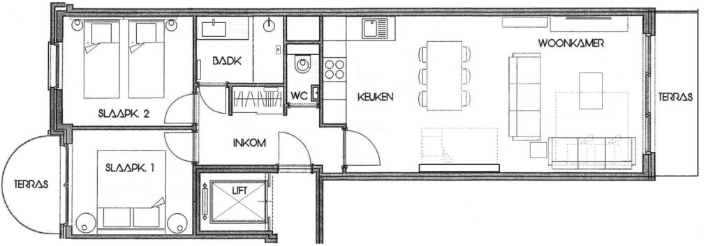 Platte grond vakantieappartement met frontaal zeezicht